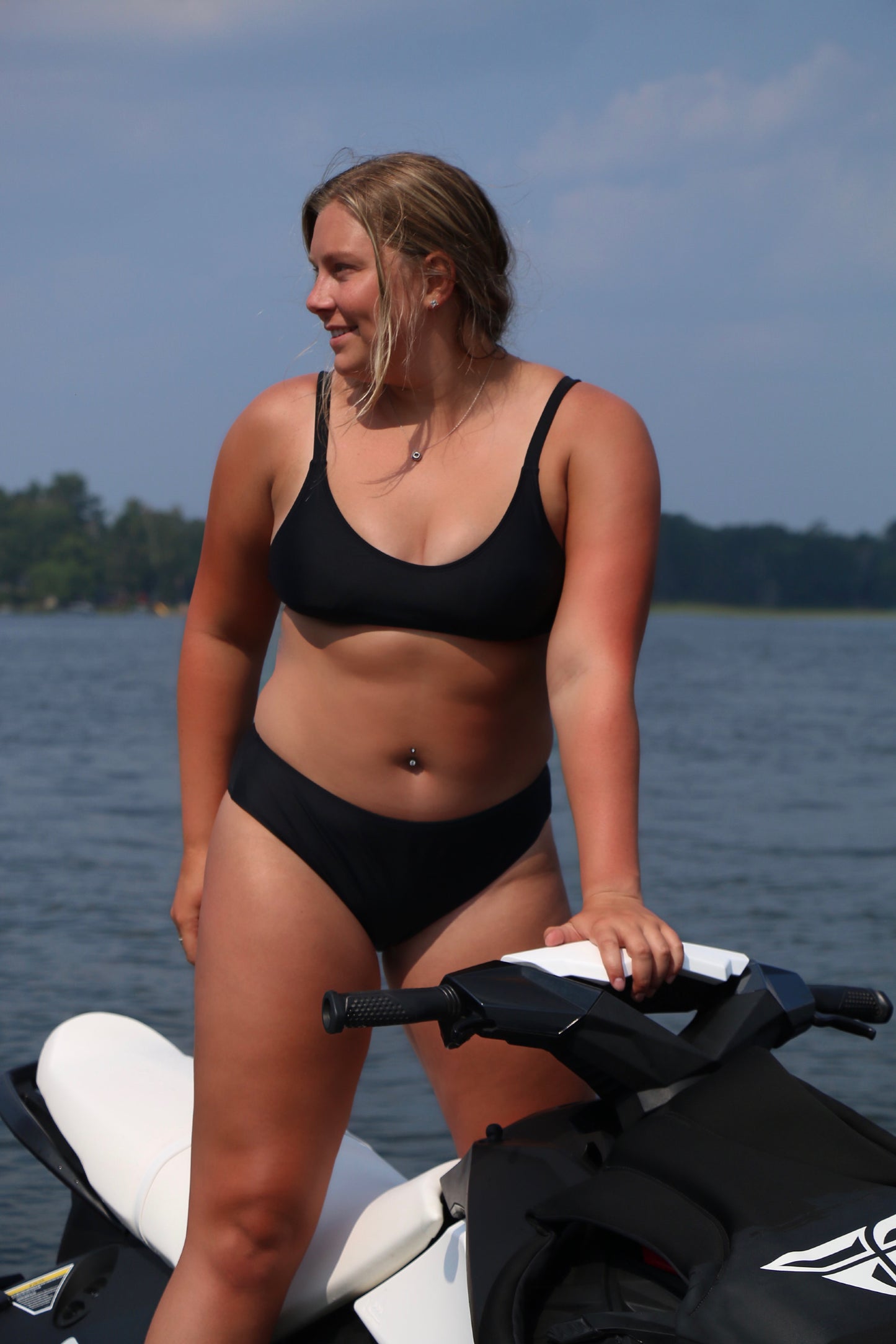 Kristin Scoop Neck Bikini Top - BLACK