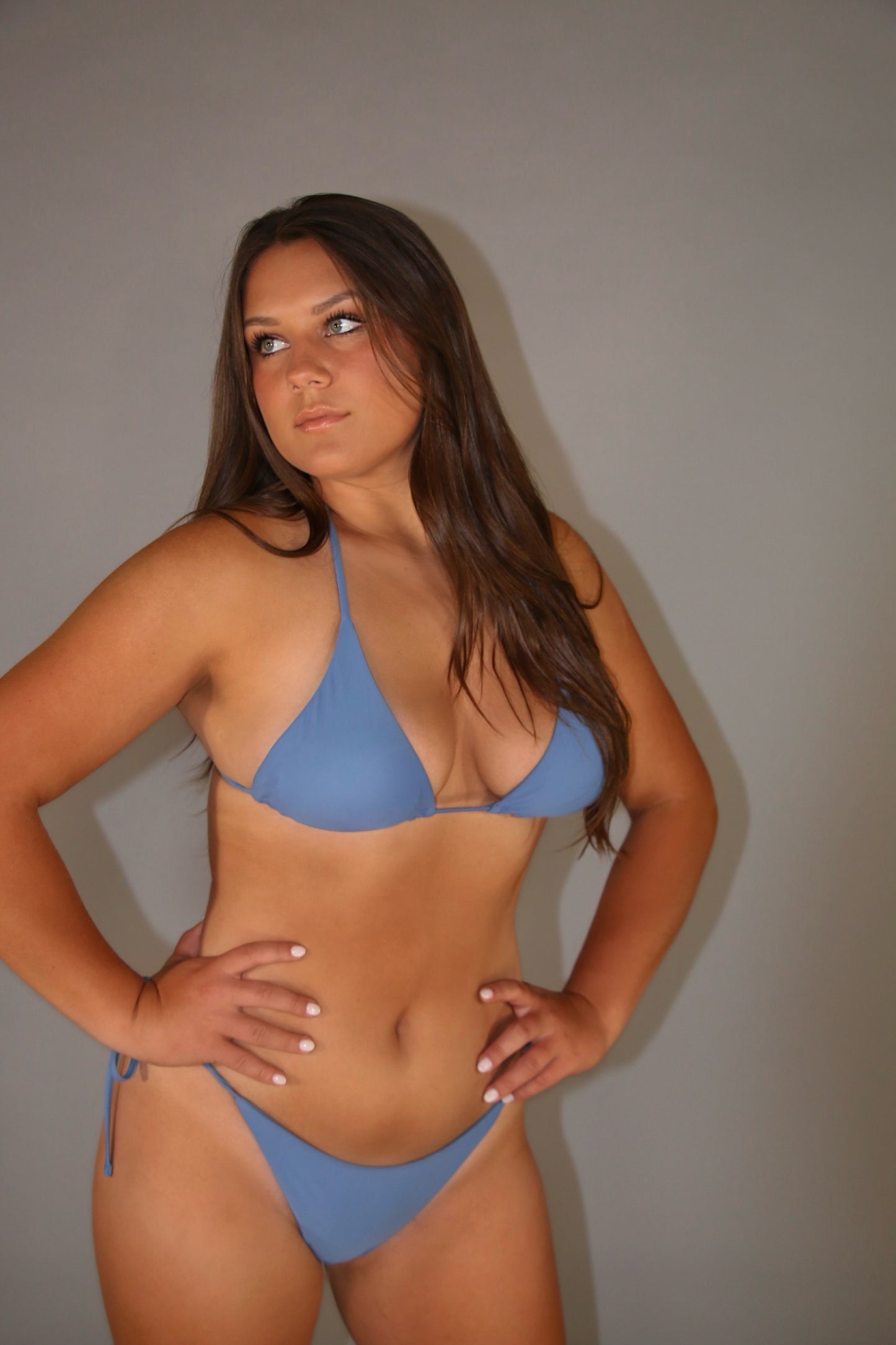 Lina Tie Bikini Top - STEEL BLUE