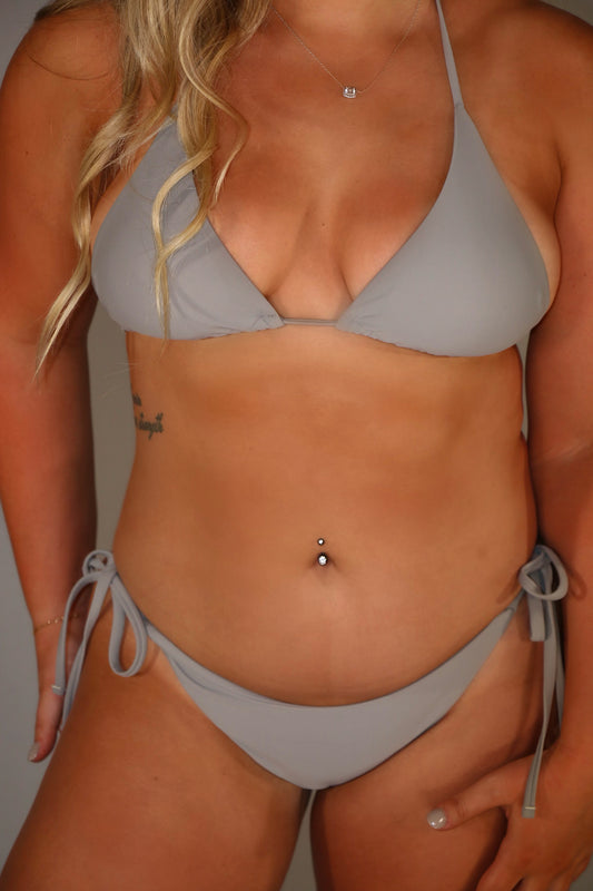 Lina Tie Bikini Bottoms - BATTLESHIP GRAY
